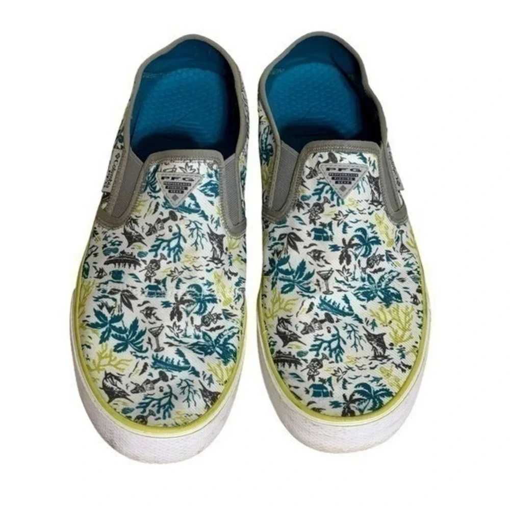 Columbia PFG Slip On Boat Shoes Tropical Fishing Coastal Boating Comfy Size 11.5